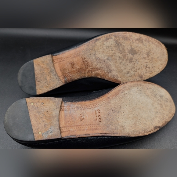 Gucci Brixton Black Leather Collapsible Heel Horse Bit Loafer, 37.5, AS IS - Picture 8 of 12